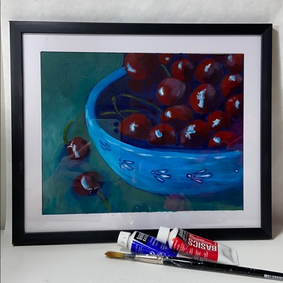 Lindy Lue Other - Acrylic Impressionist Painting  a Bowl of Cherries